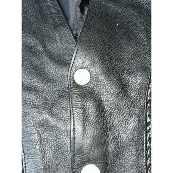 Vintage Vance Leather Motorcycle Vest Buffalo Buttons Harley Eagle Patch Men‎ 54 - Picture 6 of 11